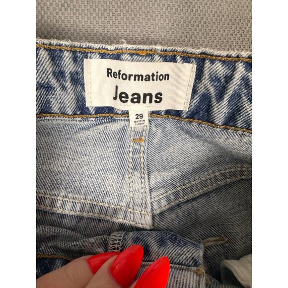 Reformation Cynthia High Rise Straight Jeans Size 29 Star Embroidered Ba… - Picture 9 of 9